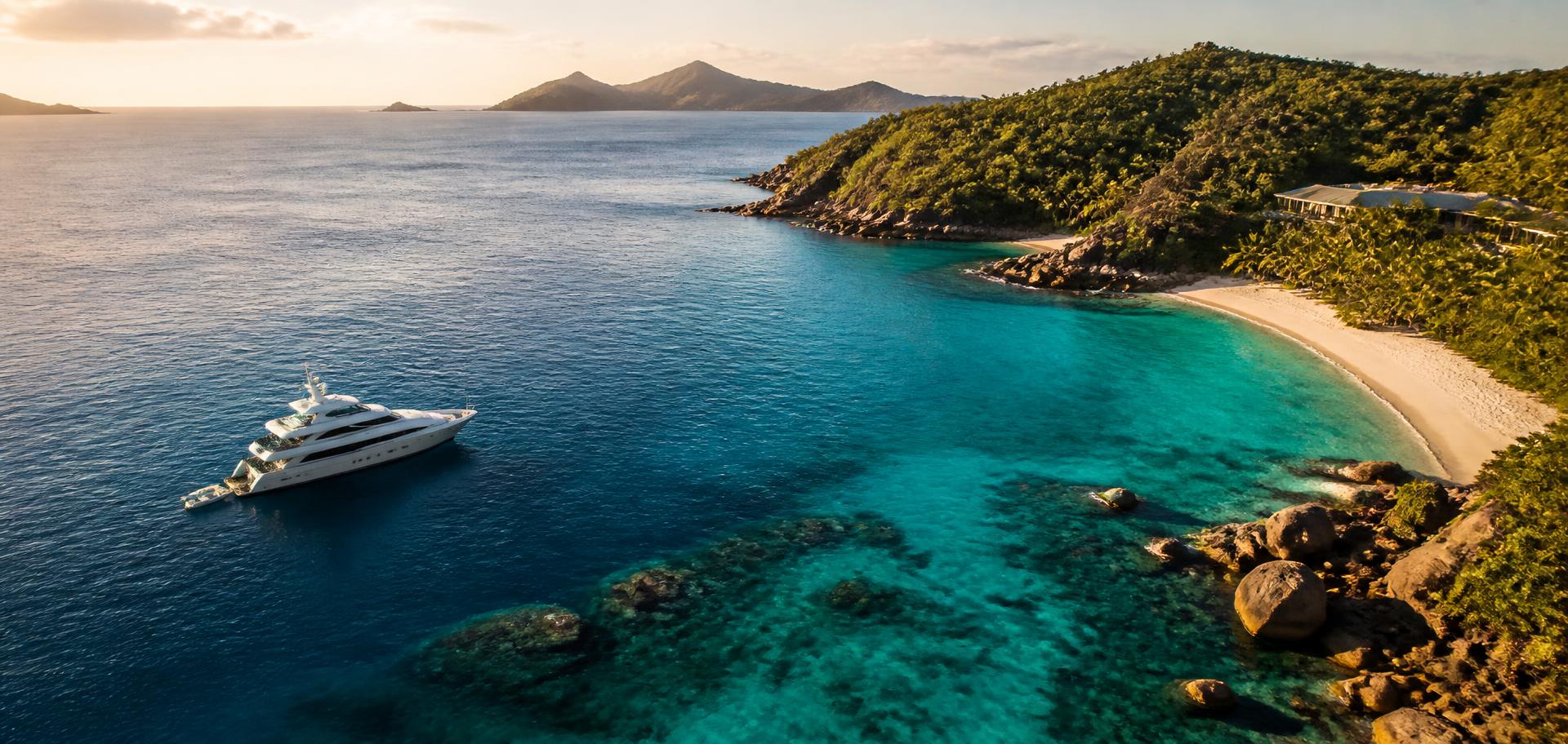 Tropical bay at golden hour